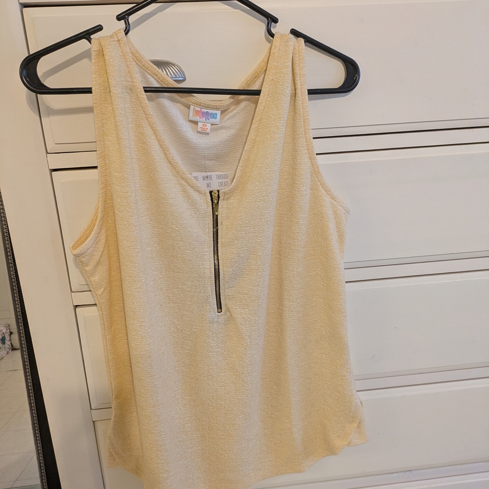 LuLaRoe Tan Tank Top with Zipper Accent
